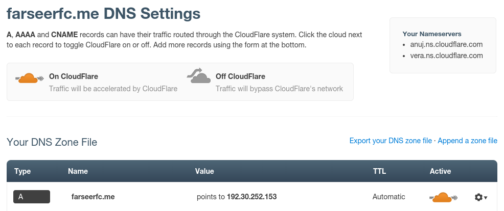 更改CloudFlare的DNS規則