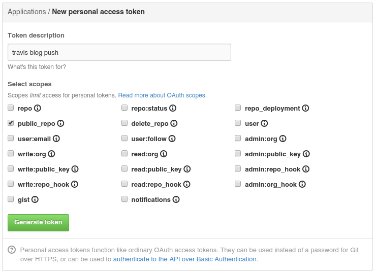Github 上创建 Personal Access Token